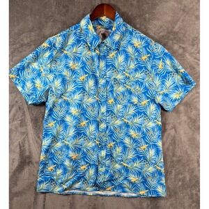 Savage Tacticians Shirt Mens Large Blue Yellow Floral Hawaiian Camo Military